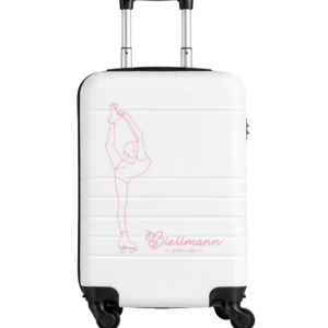 Mala de Bordo Essencial Biellmann – Branca com Rodas 360° | Silhueta Contornada na cor rosa