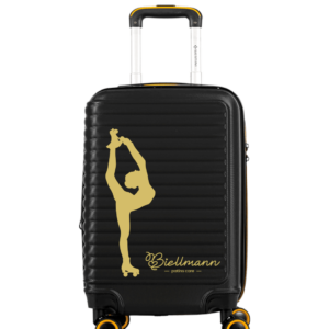 Mala de Bordo 10kg Racer – Biellmann preta com Rodas 360° | Silhueta Cheia na cor dourado