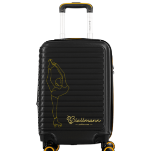Mala de Bordo 10kg Racer – Biellmann preta com Rodas 360° | Silhueta Contornada na cor dourado